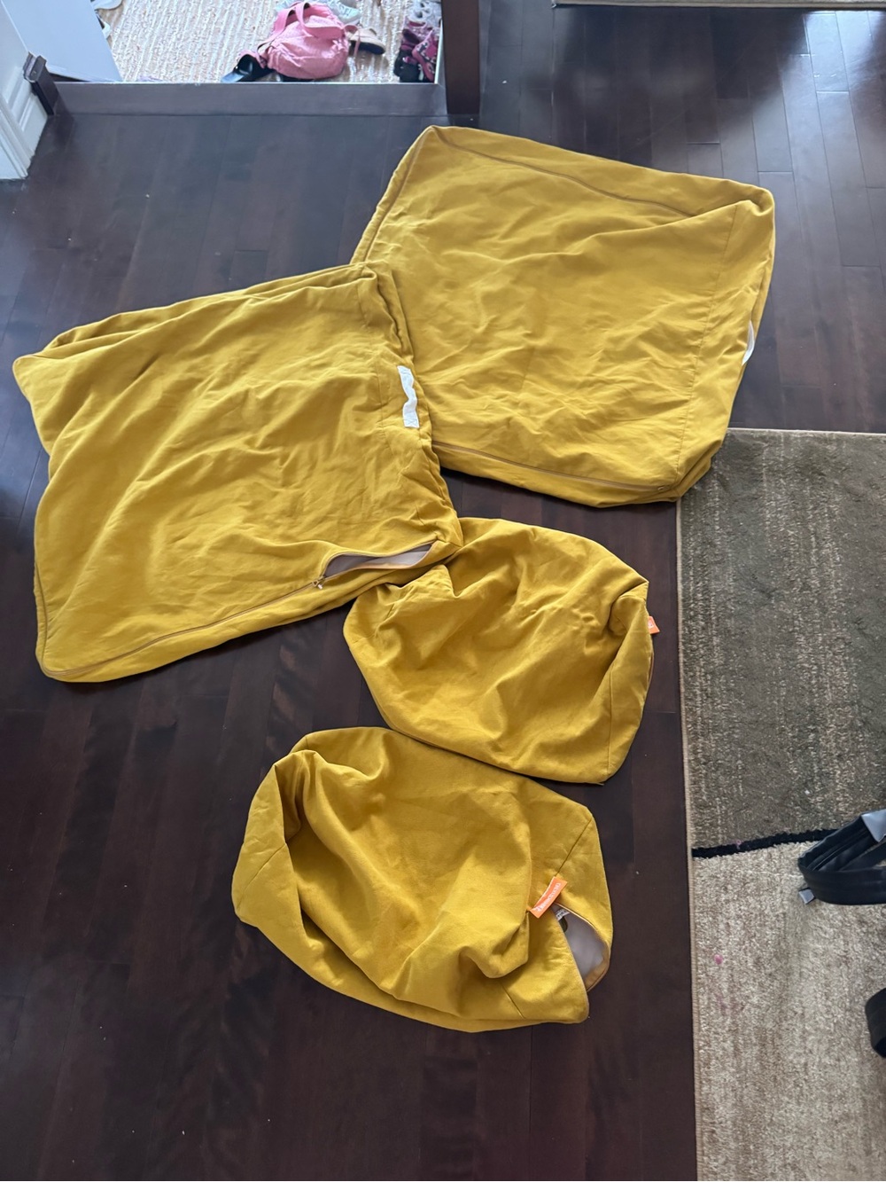 Nugget Mustard Yellow Removable Slipcovers - 4 Piece Set